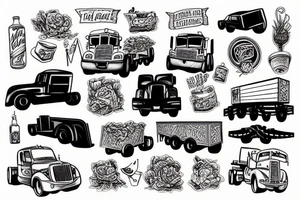 a truck and a pile of sand tattoo idea