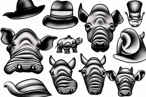 sand and see with a hat rhino tattoo idea