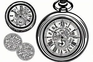 A pocket watch with currency symbols for numbers tattoo idea