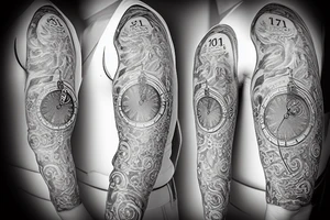 A pocket watch with currency symbols for numbers tattoo idea