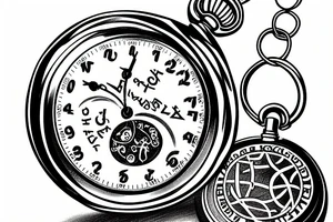 A pocket watch with currency for numbers tattoo idea