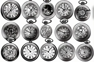 A pocket watch with currency instead of numbers tattoo idea