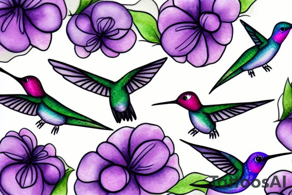 Hummingbird inside of a purple eye tattoo idea