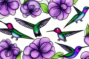 Hummingbird inside of a purple eye tattoo idea