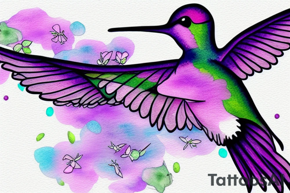Hummingbird inside of a purple eye tattoo idea