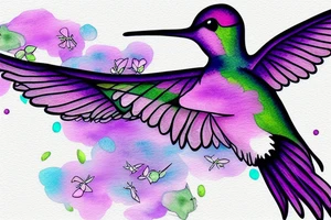 Hummingbird inside of a purple eye tattoo idea