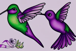 Hummingbird inside of a purple eye tattoo idea
