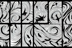 Sea waves and birds with symmetry tattoo idea