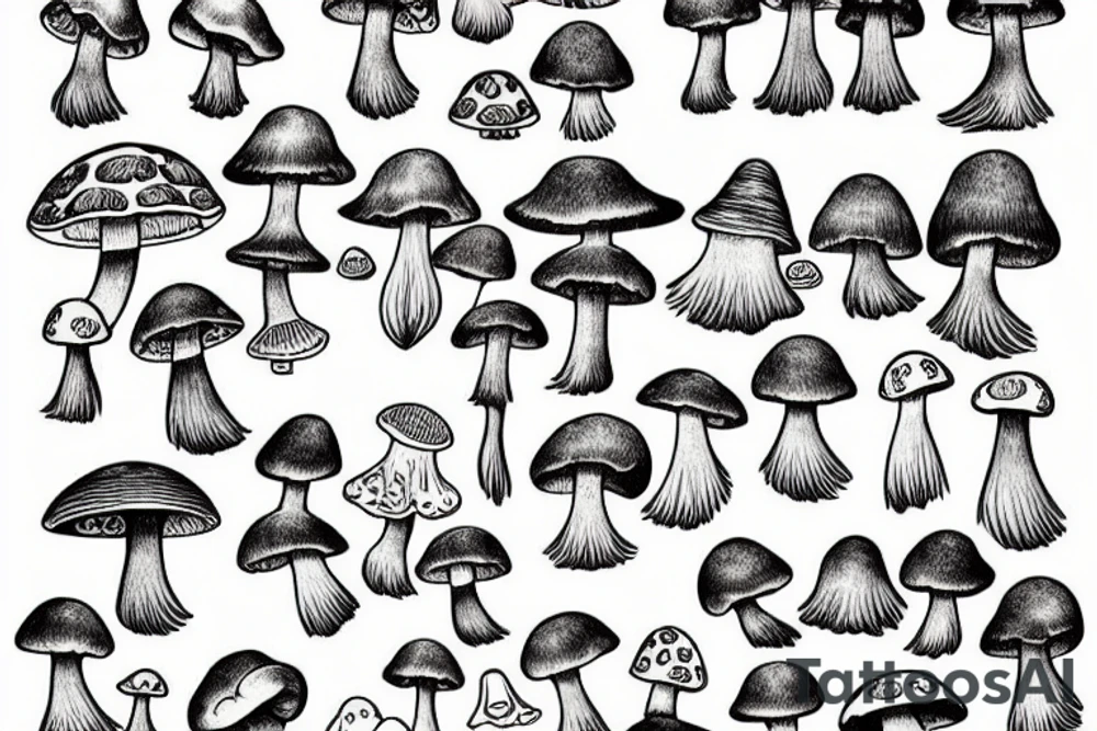 Witch green caldron mushroom tattoo idea