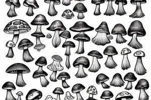 Witch green caldron mushroom tattoo idea