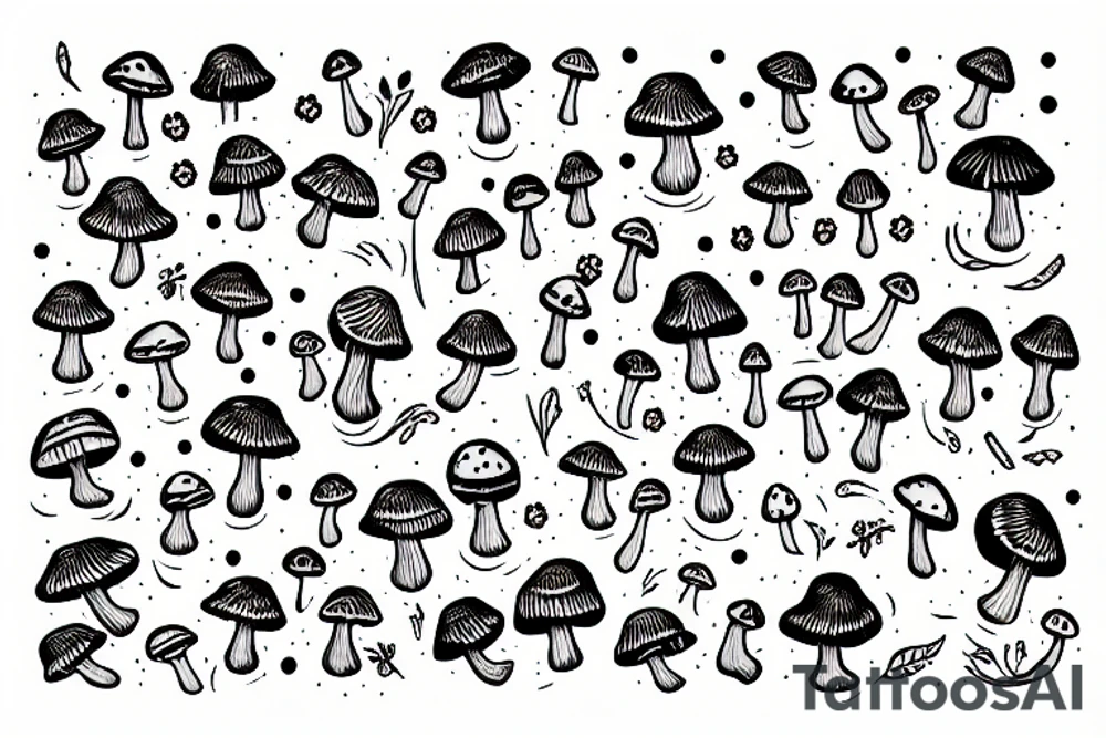 Cute mushroom with ukulele tattoo idea