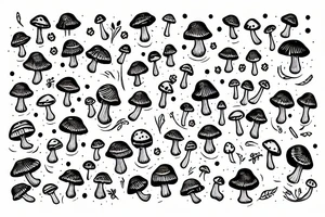 Cute mushroom with ukulele tattoo idea