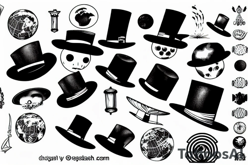 Planet Earth and a top hat tattoo idea