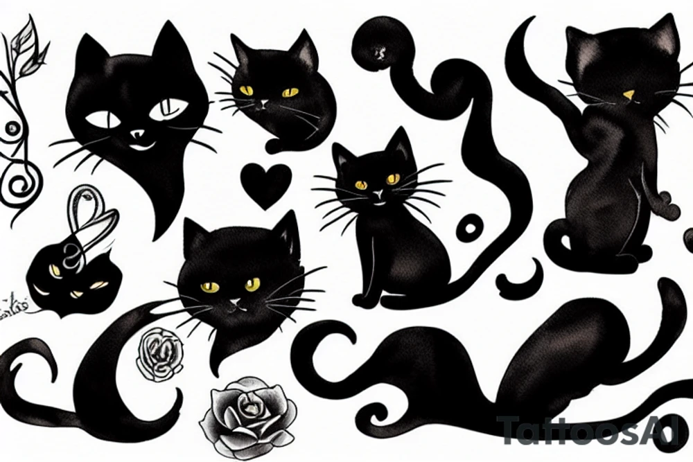 Black cat tattoo idea