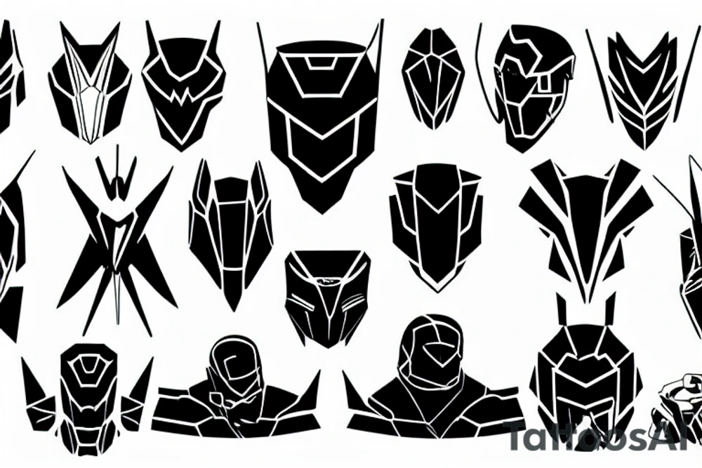 dynamic linear minimal space armor tattoo idea