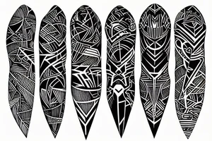 dynamic linear bold minimal space armor backpiece tattoo idea