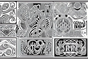 psychedelic lettering that says Rio Amaro tattoo idea