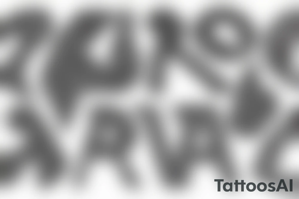 psychedelic lettering that says Rio Amaro tattoo idea