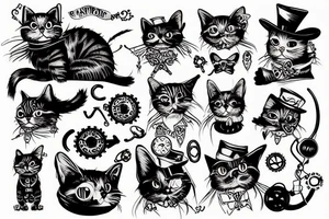 steampunk cat tattoo idea