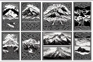 Pacific Northwest mount Rainer and New Zealand aoraki mount cook with Celtic and Māori influence tattoo idea