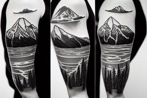 Pacific Northwest mount Rainer and New Zealand aoraki mount cook sleeve tattoo idea