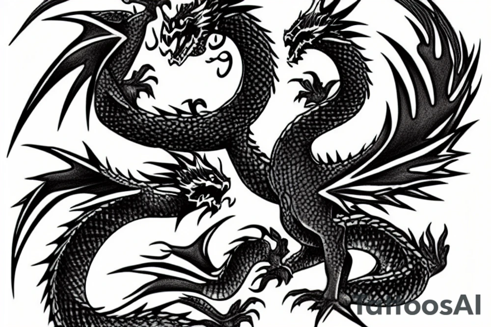Dragon and phoenix tattoo idea