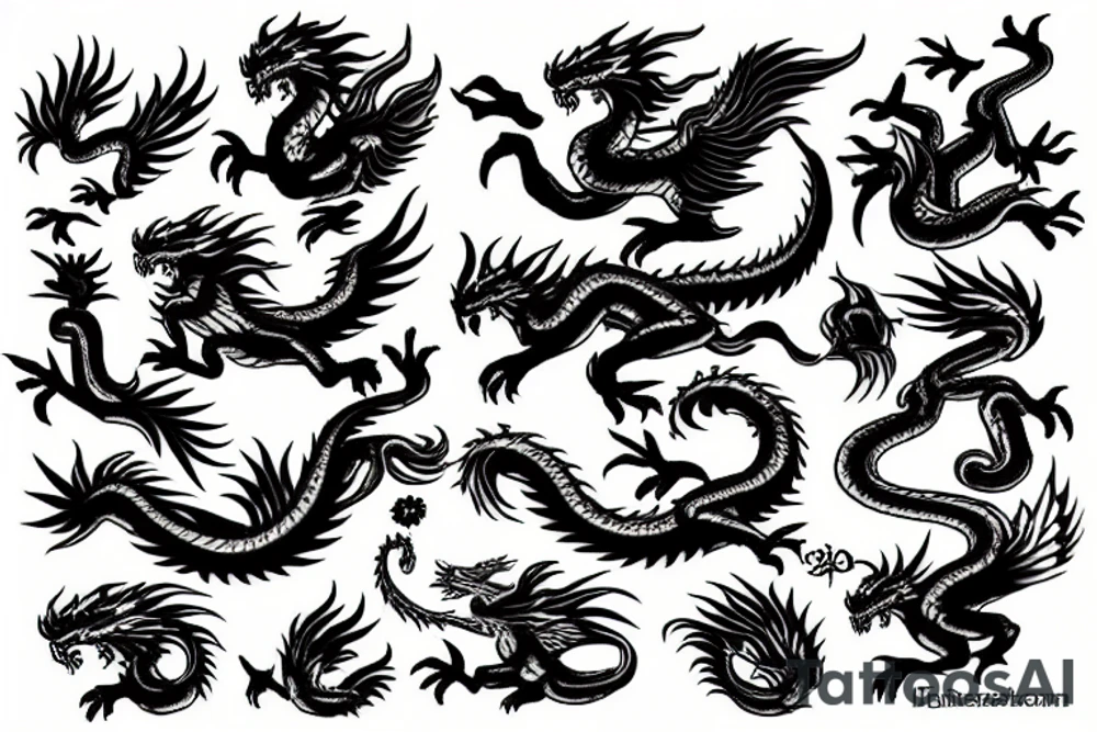 Dragon and phoenix tattoo idea