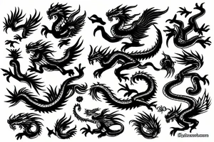 Dragon and phoenix tattoo idea