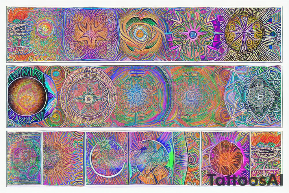A psychedelic mandala, visionary art tattoo idea