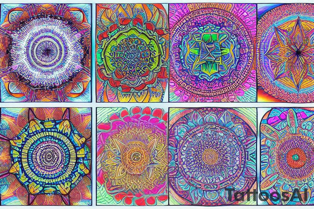 A psychedelic mandala, visionary art tattoo idea