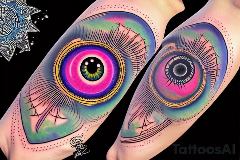 A psychedelic eyeball, visionary art tattoo idea