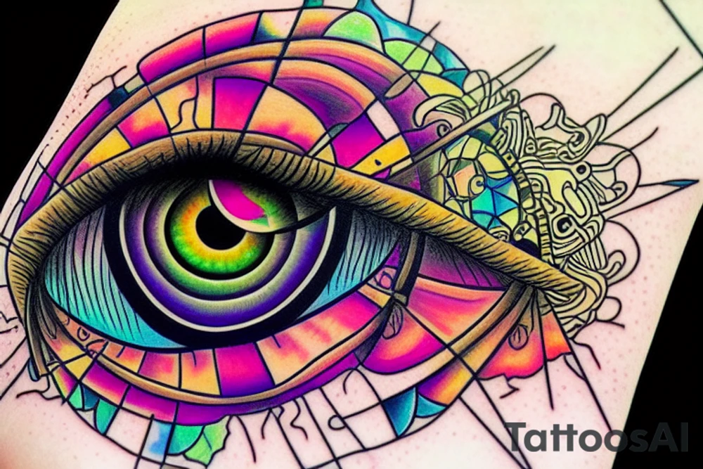 A psychedelic eyeball, visionary art tattoo idea