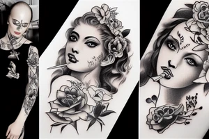 a painter painting a portrait of a beautiful woman tattoo idea