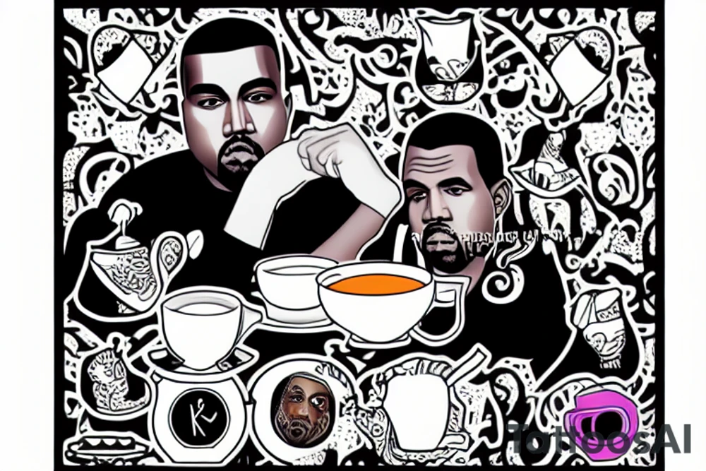 kanye west drinking tea with the queen tattoo idea