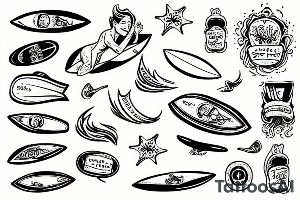 surfing in a bath tattoo idea