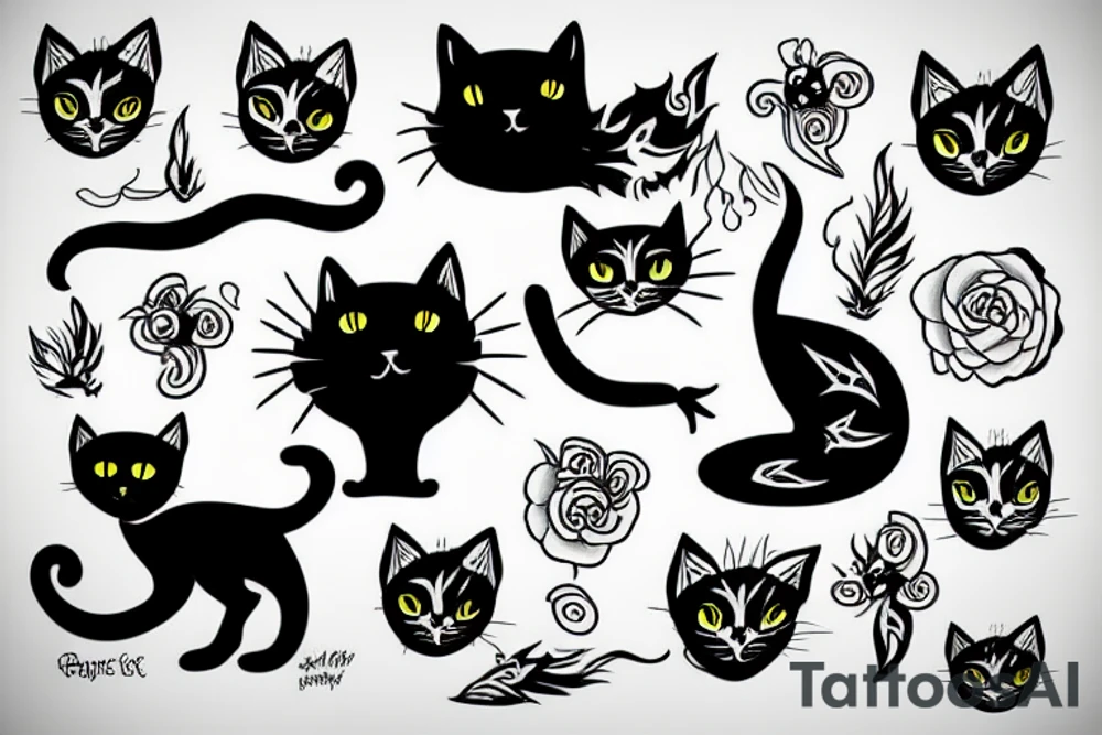 Black cat tattoo idea