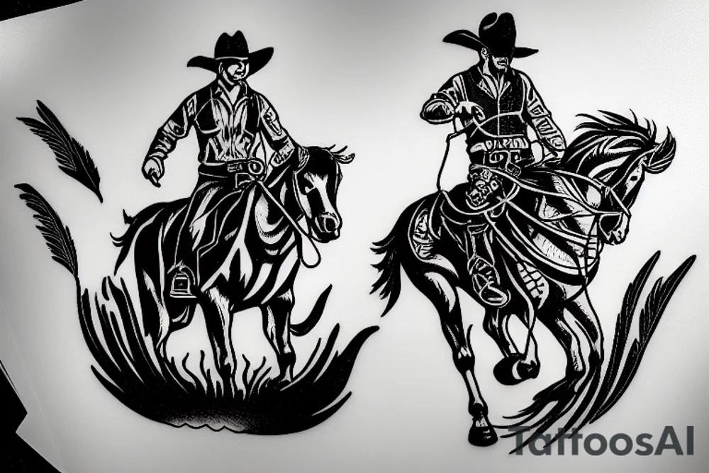 cowboy riding a stallion into the sunset tattoo idea