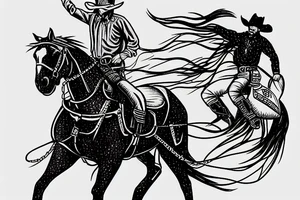 cowboy riding a stallion into the sunset tattoo idea