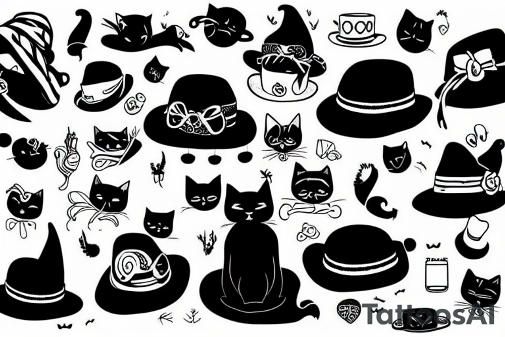 Black cat with a hat and a sweater tattoo idea Black cat with a hat and a sweater tattoo idea