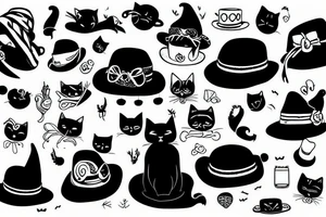 Black cat with a hat and a sweater tattoo idea