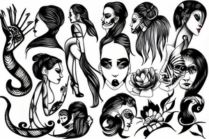 Woman with blades tattoo idea