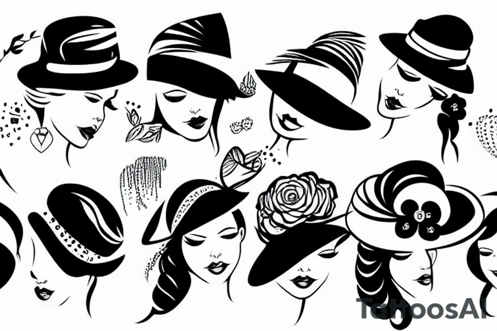 Woman with a hat tattoo idea