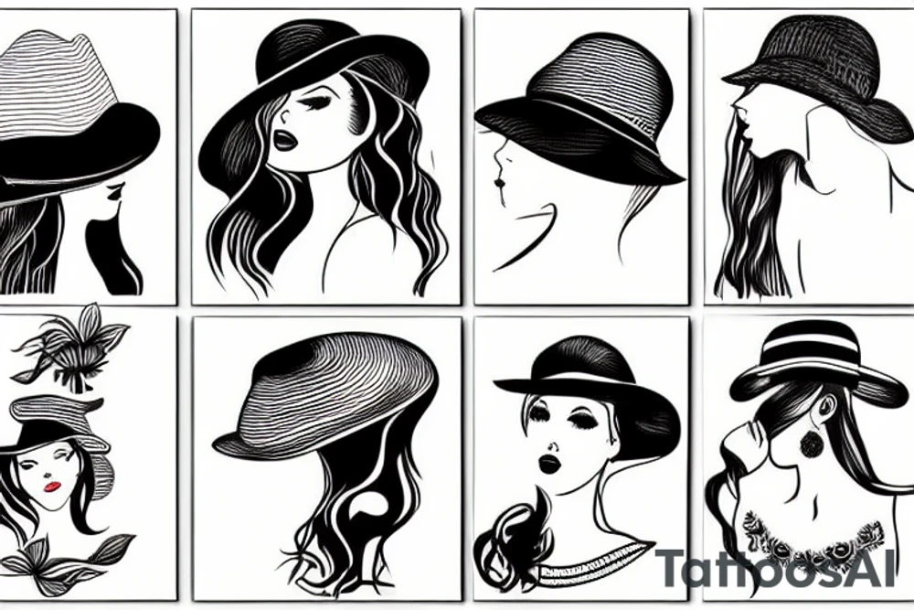 Woman with a hat tattoo idea