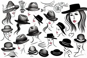 Woman with a hat tattoo idea