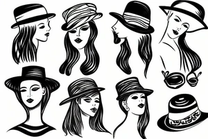 Woman with a hat tattoo idea