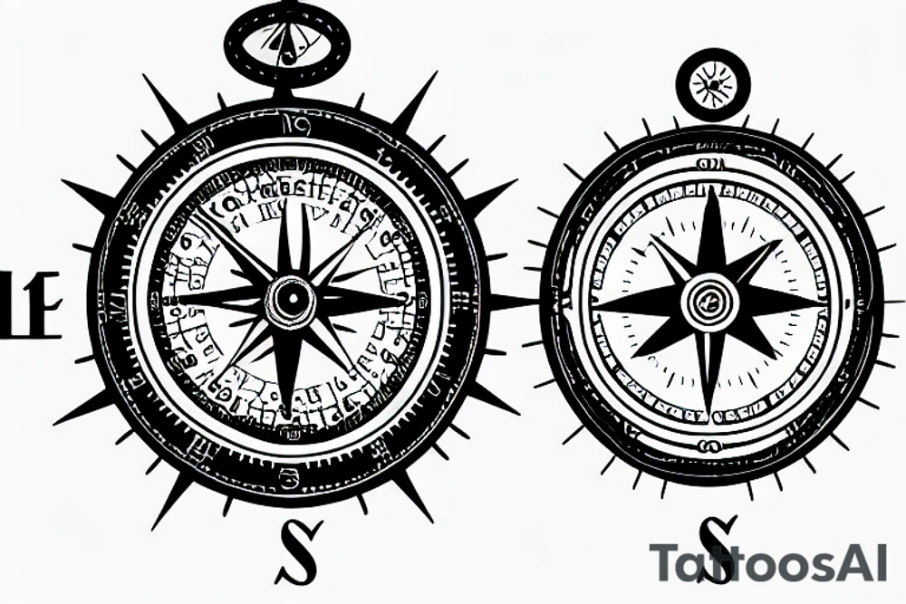 a clock and a compass, with the writing "Memento Mori" tattoo idea a clock and a compass, with the writing "Memento Mori" tattoo idea