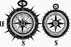a clock and a compass, with the writing "Memento Mori" tattoo idea