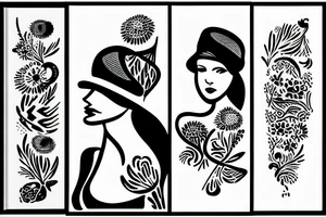 Woman in garden with a hat tattoo idea