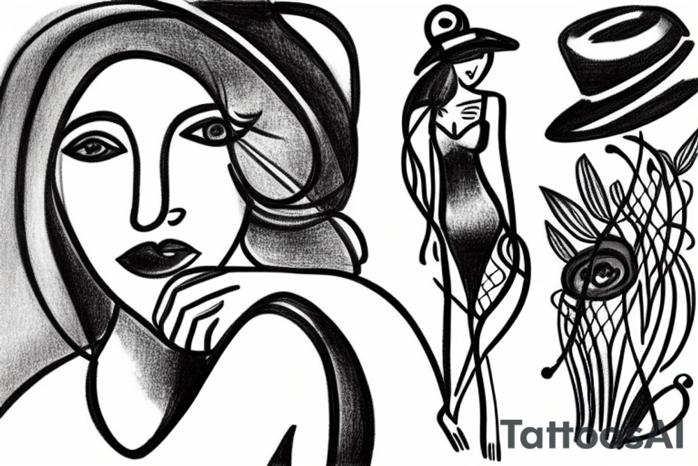 Woman in garden with a hat tattoo idea