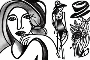 Woman in garden with a hat tattoo idea